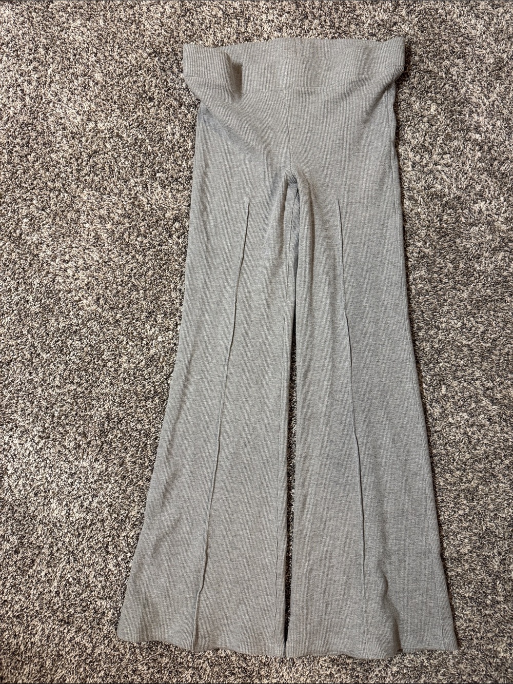 DONNI. Light Gray Knit Boot-Cut Pants